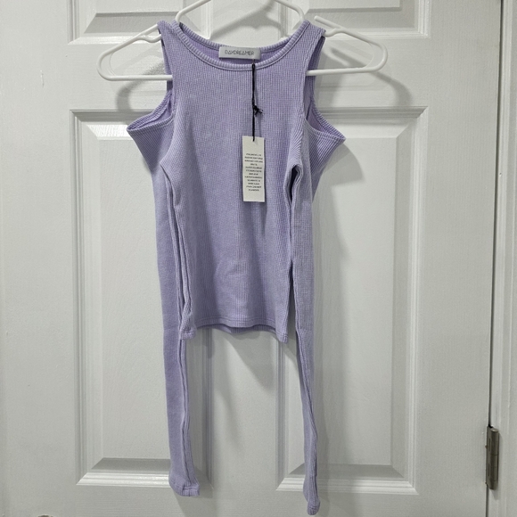 Daydreamer Rebel Girl Cold Shoulder Crop Top Lilac Haze Mineral Size XS - Picture 11 of 12